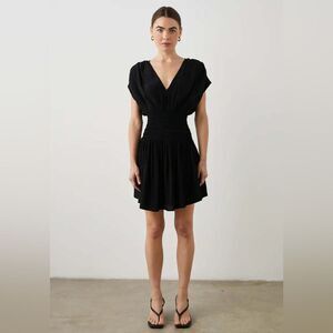 Rails Siera Black Cinching Waist Silky Mini Dress Size Medium EUC